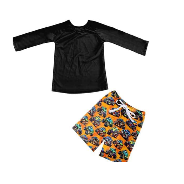 baby boy two pieces construction bathing suit