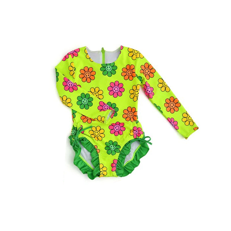 Flower girls one piece summer bathing suit