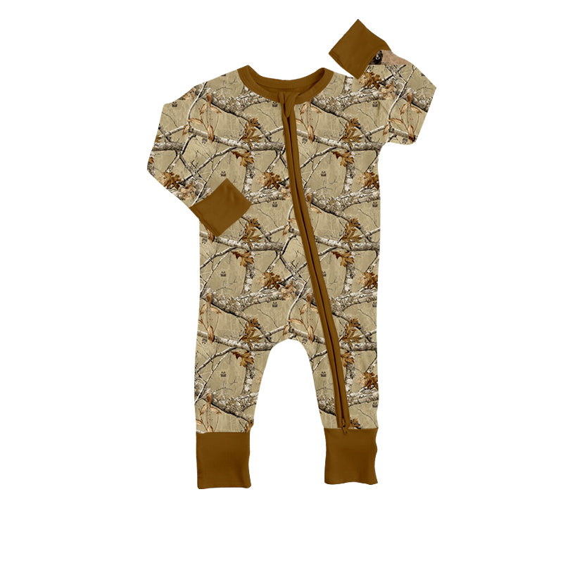 baby long sleeve camo zip romper