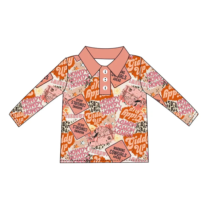 Kids western design long sleeve pullover