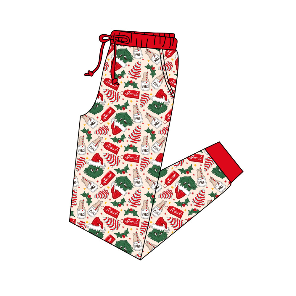 adult man christmas green face milk silk pants