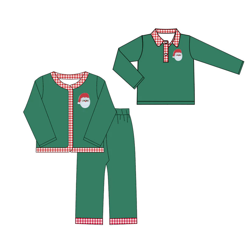 Christmas santa kids long sleeve matching clothes whoesale price