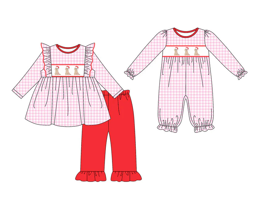 Christmas dog kids long sleeve matching clothes whoesale price