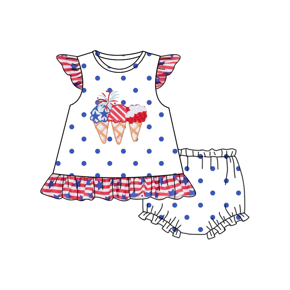 Toddle girls July 4th bummies set