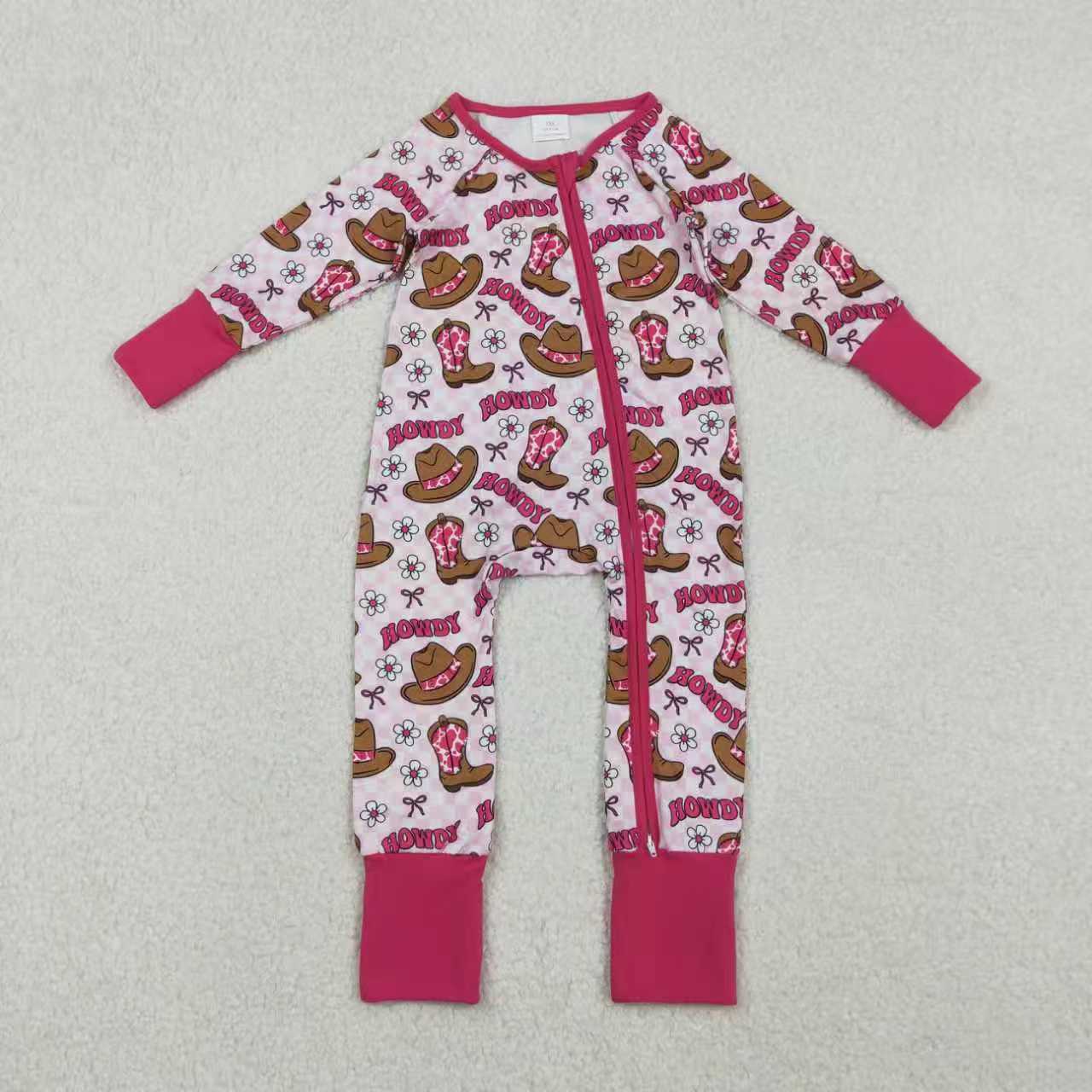 Western howdy design girls long sleeve matching outfit