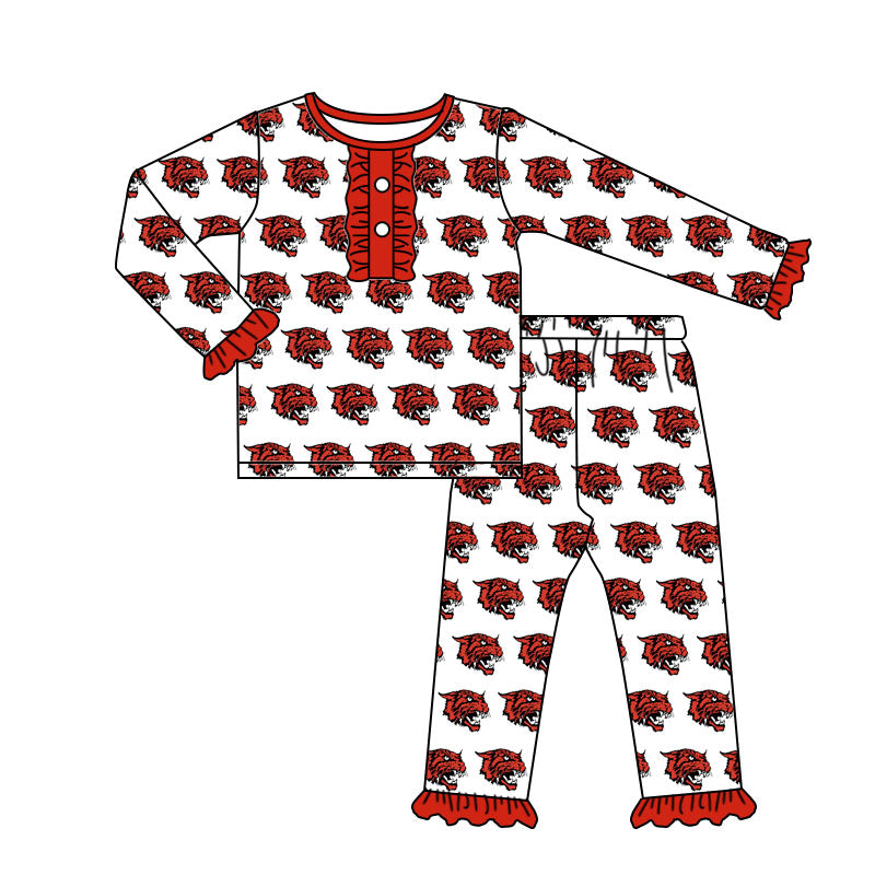 Baby girls custom team long sleeve pajama set