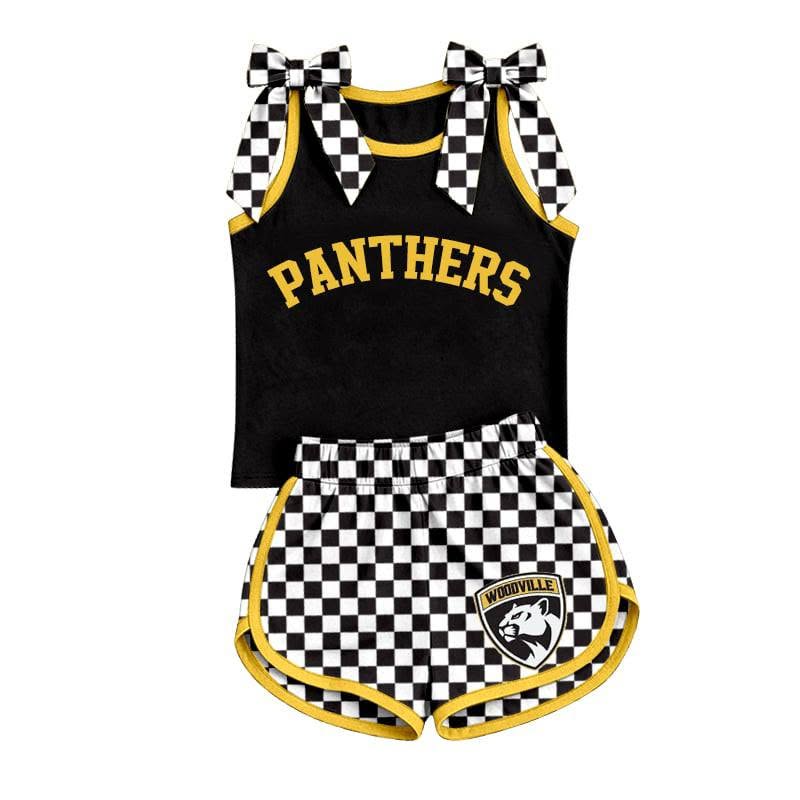 Custom team sleeveless top matching shorts girls summer outfit