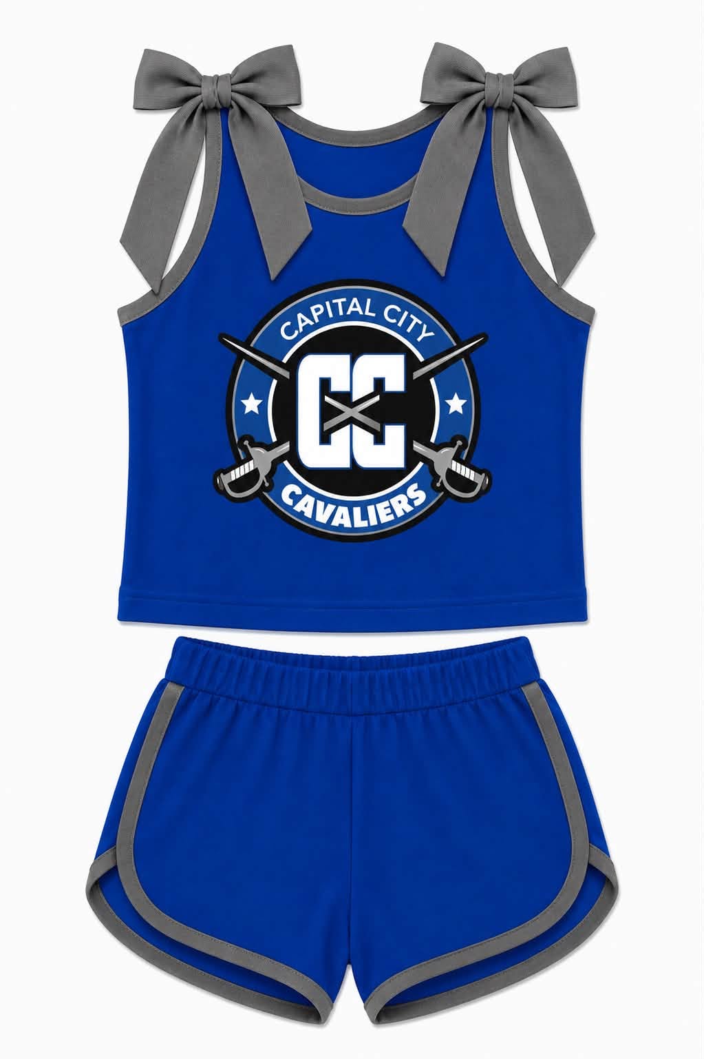 Custom team sleeveless top matching shorts girls summer outfit