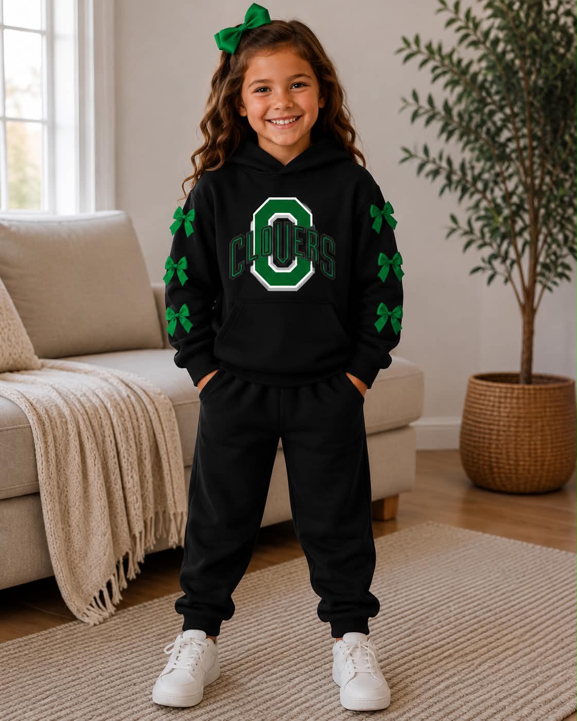 Toddle kids girl custom team hoodie top matching pants spring fall design outfit