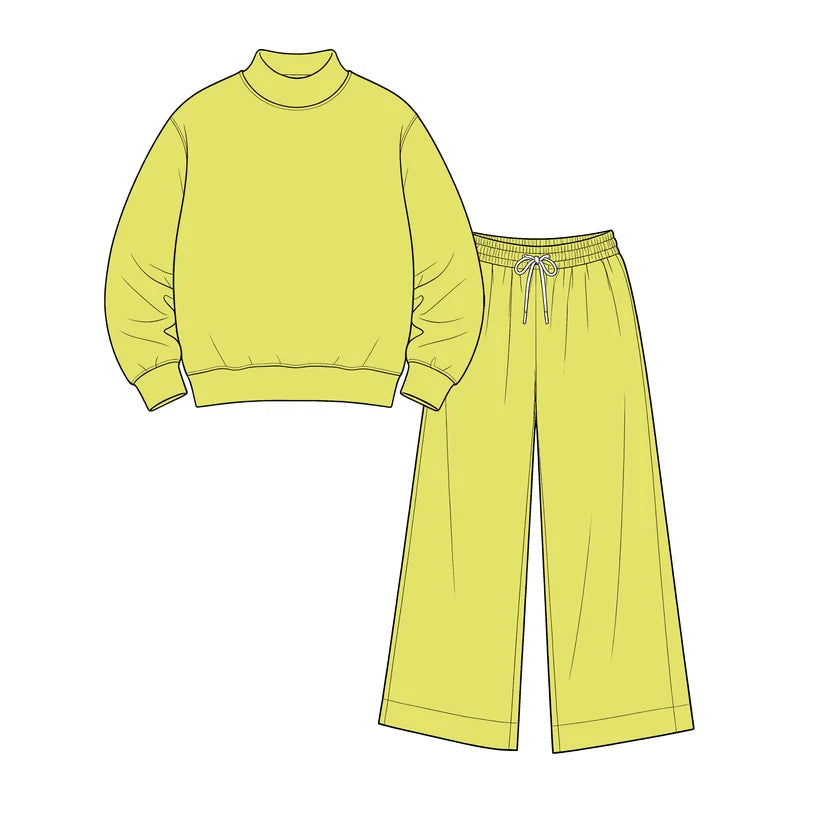 Toddle kids girl solid color spring fall design outfit
