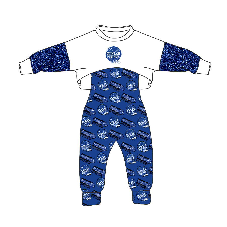 Girls game day team top suspender clothes set