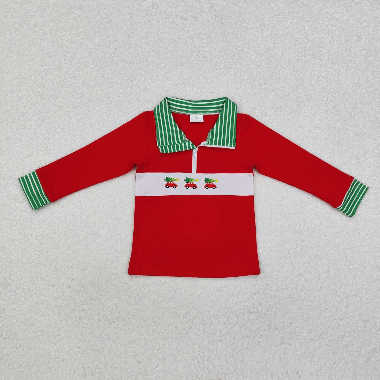 Wholesale kids baby boyembroidery Christmas tree truck top