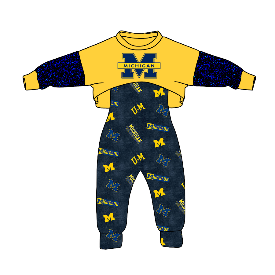 Girls game day colleague team top suspender 2pcs clothes set