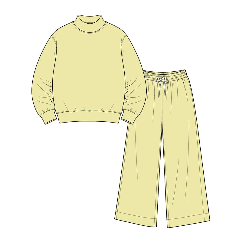 Toddle kids girl solid color spring fall design outfit