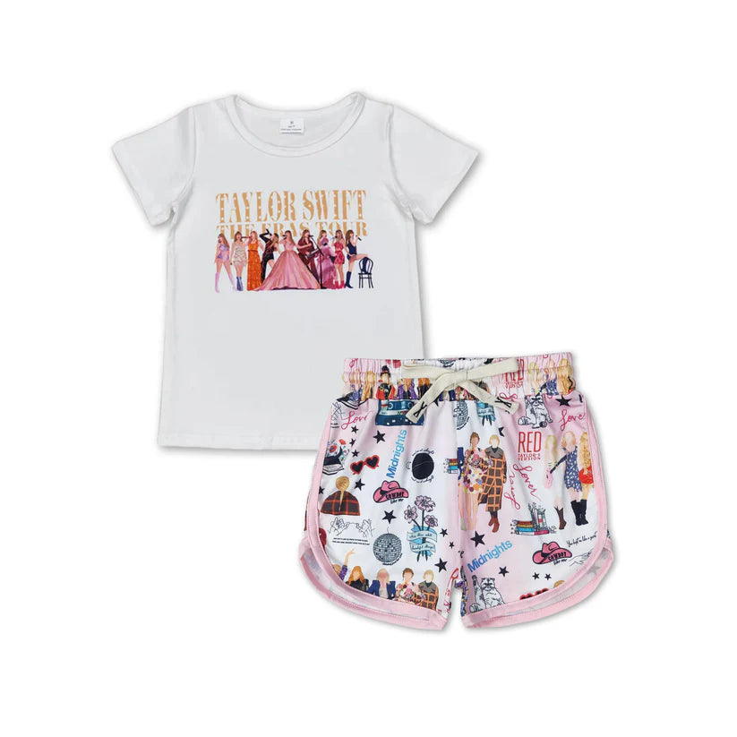 GT0532+SS0255 baby girls clothes country music singer shorts sets