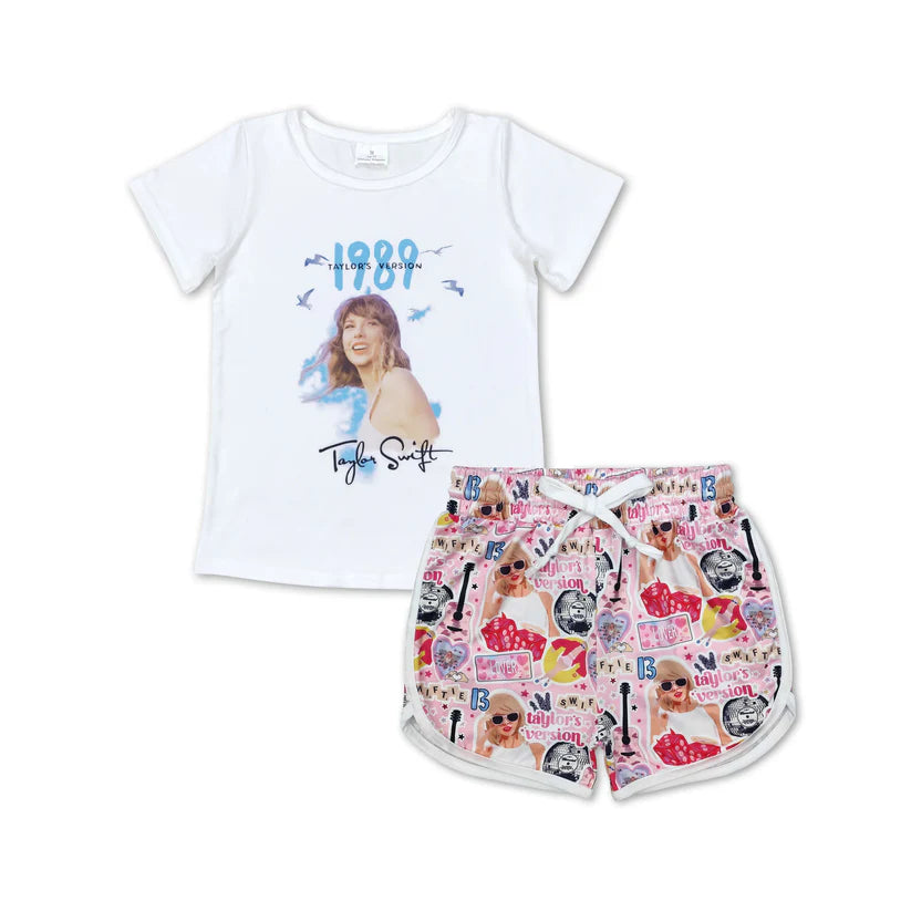 GT0604+SS0418 baby girls clothes country music singer shorts sets