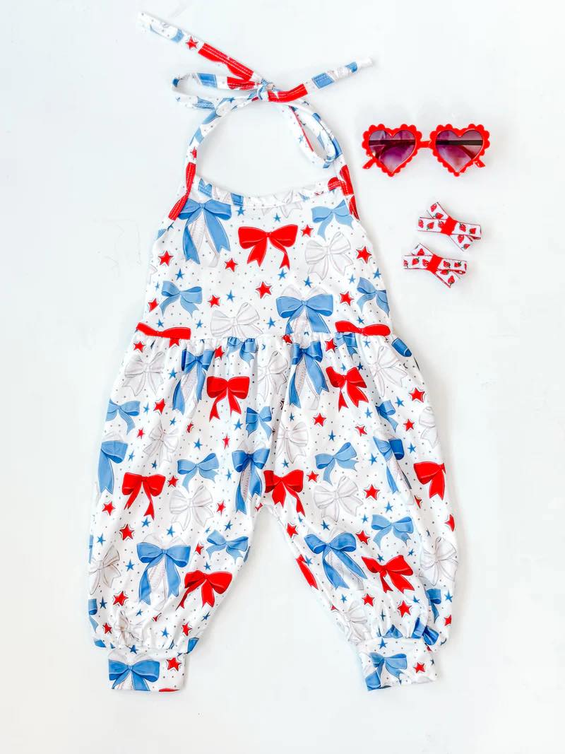 Infant baby girls July 4th romper