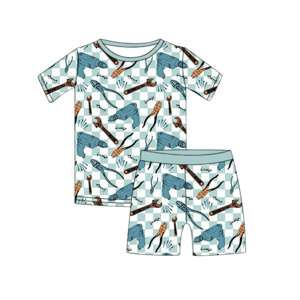 kids baby wholesale blue collar short sleeve outfit