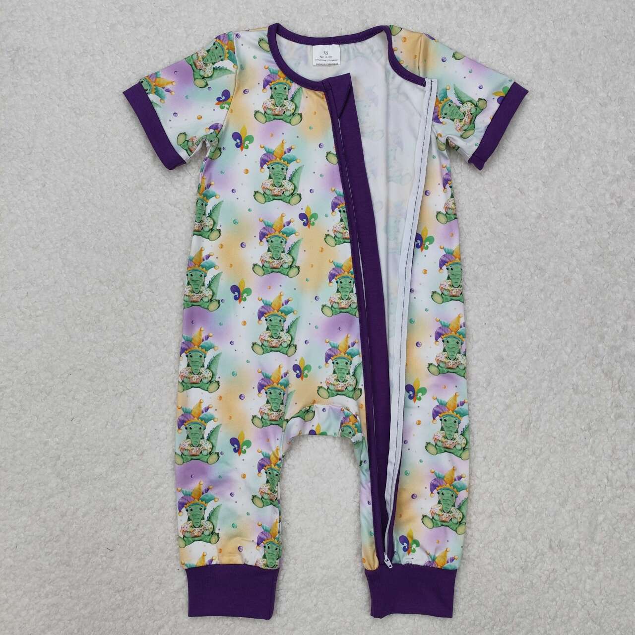 Toddle baby boy Mardi Gras zip romper
