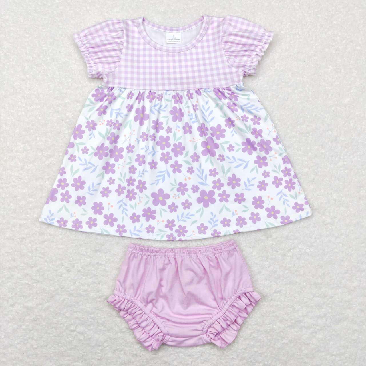 flower girls lavender gingham bummie set