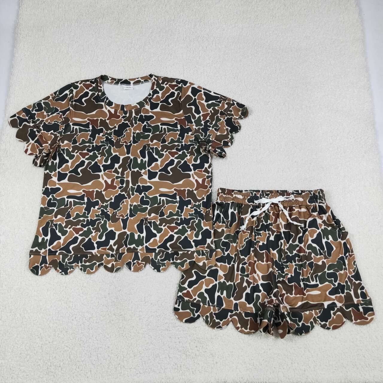Adult Women brown green camo summer outfit