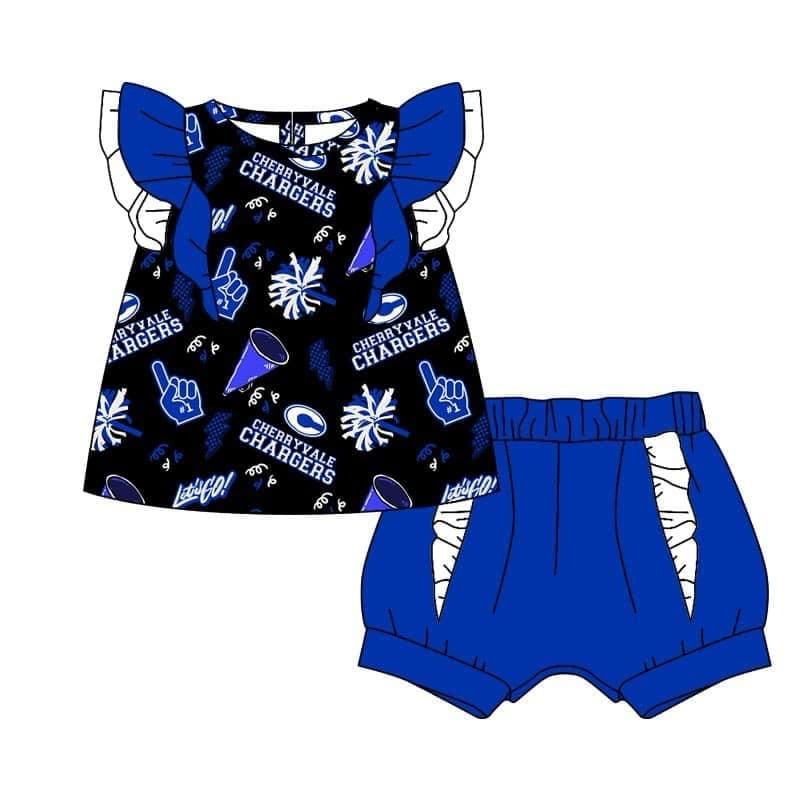 Custom team top matching shorts girl summer outfit