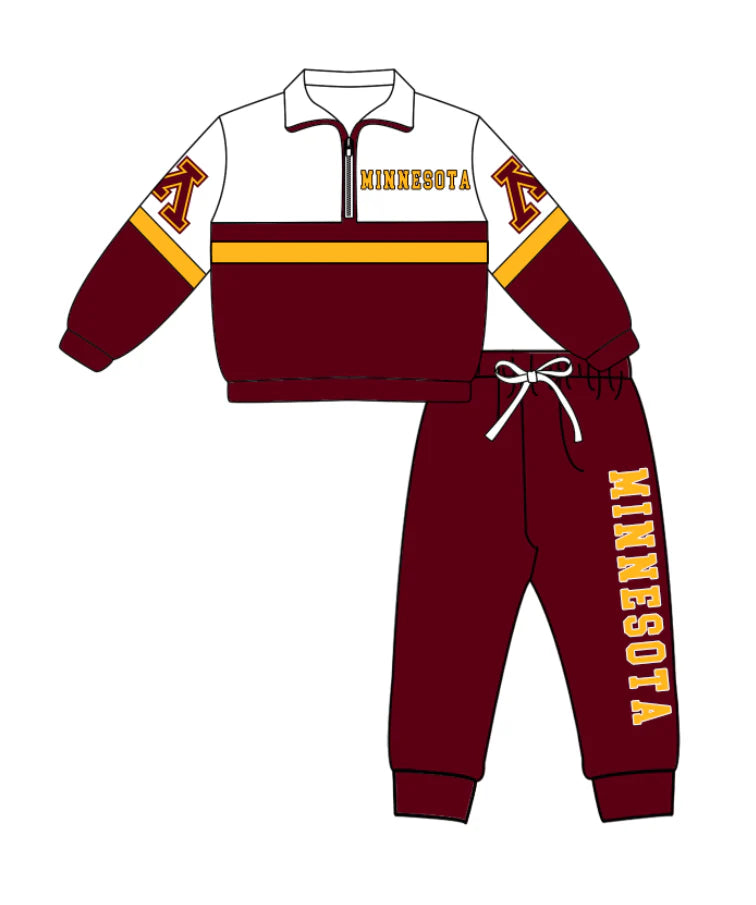 Kids long sleeve team pullover top matching pants outfit wholesal factory price