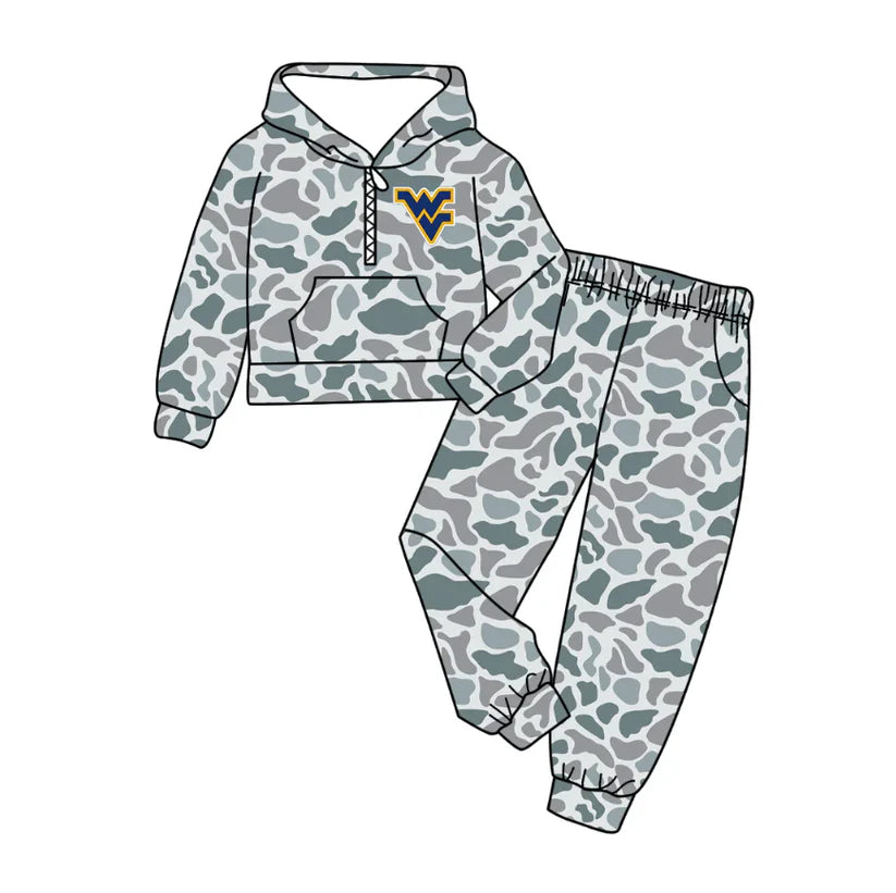 Camo design kids long sleeve team outfit wholesal factory price