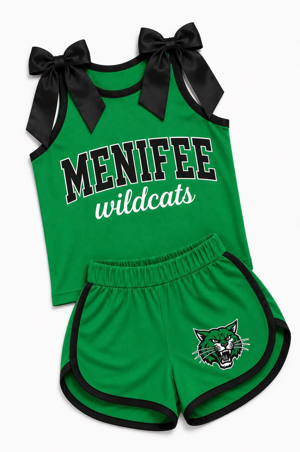 Custom team bow top matching shorts girls summer outfit