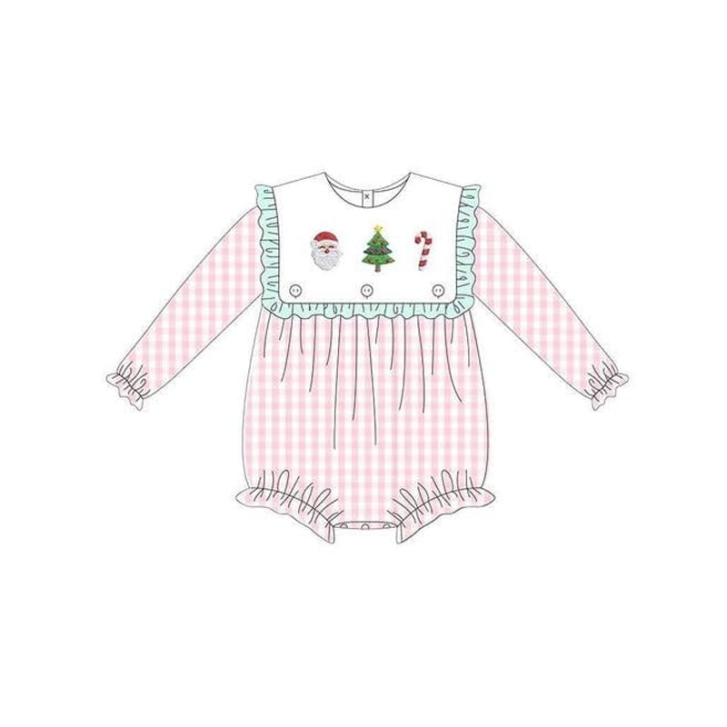 Toddle kids girls Christmas santa tree candy cane long sleeve romper