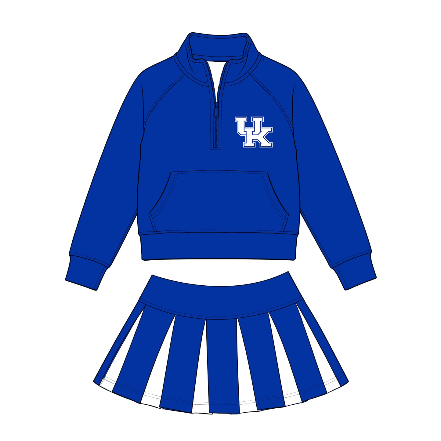 Kids long sleeve team pullover top matching skorts outfit wholesal factory price