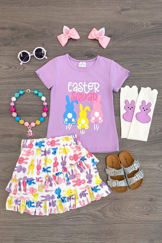 easter bunny shirt matching skrit set