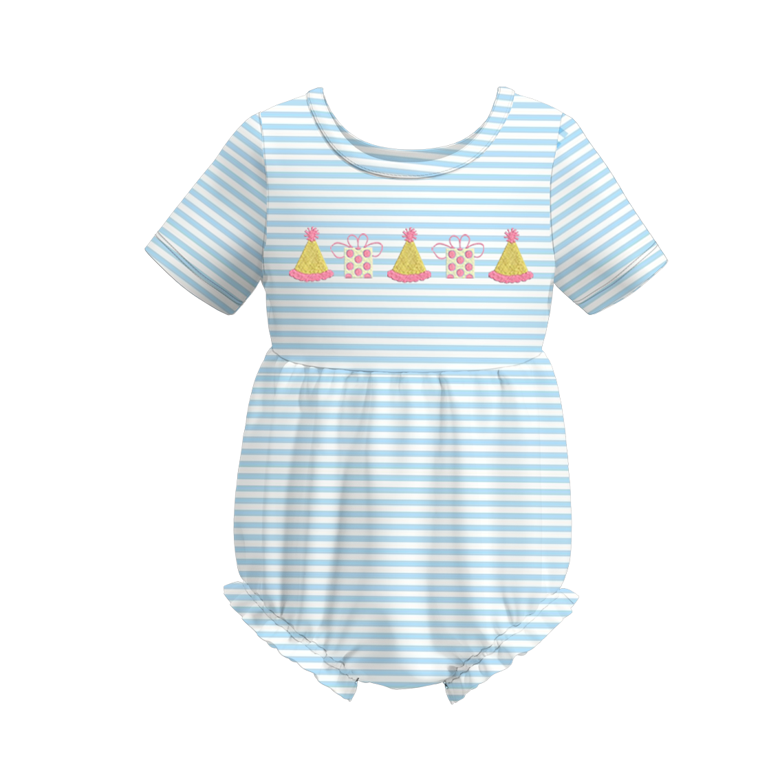 Toddle Baby Girl Blue Stripes Birthday Design Romper
