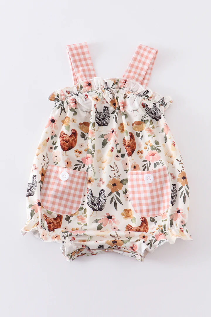 toddle girls farm animal floral romper