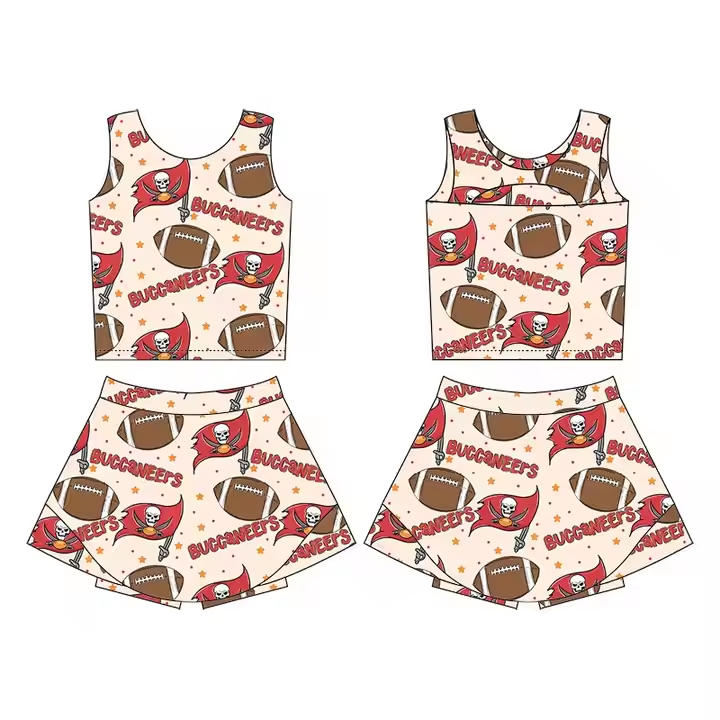 Team design kids summer skirt outfit