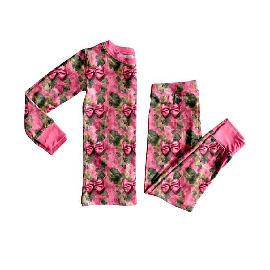 Kids pink bow camo design outfit
