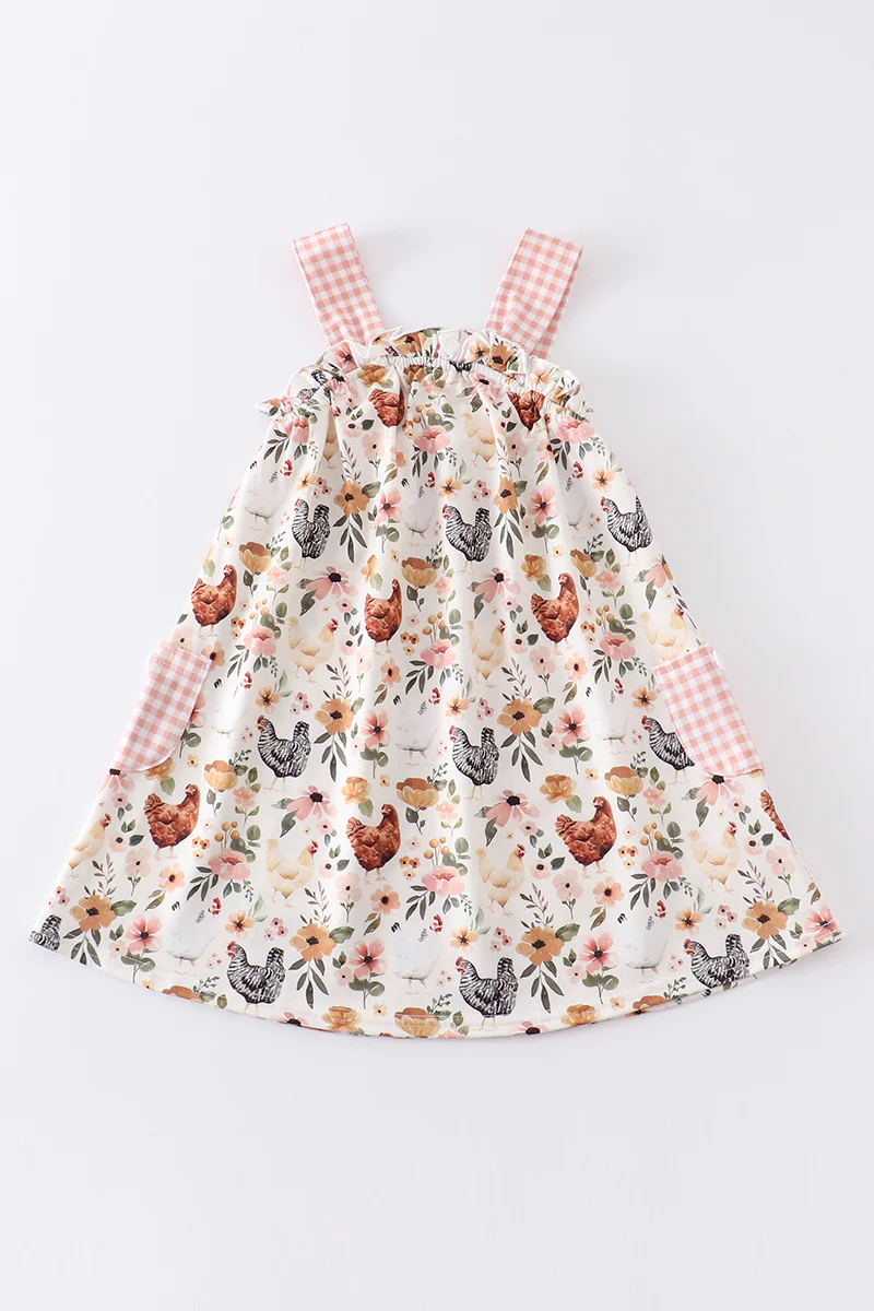 farm animal chicken floral dress