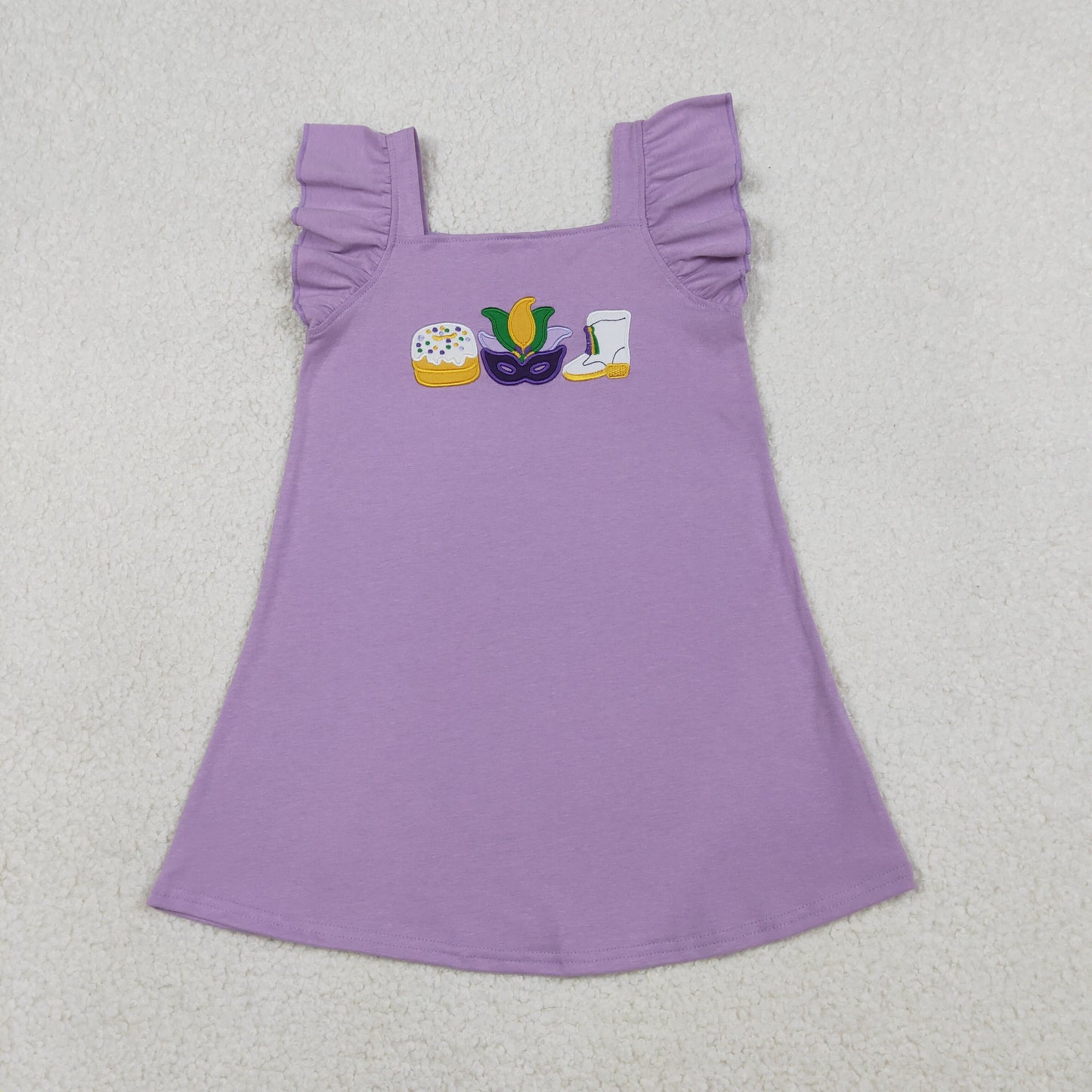 Mardi Gras embroidery top matching shorts girl summer outfit