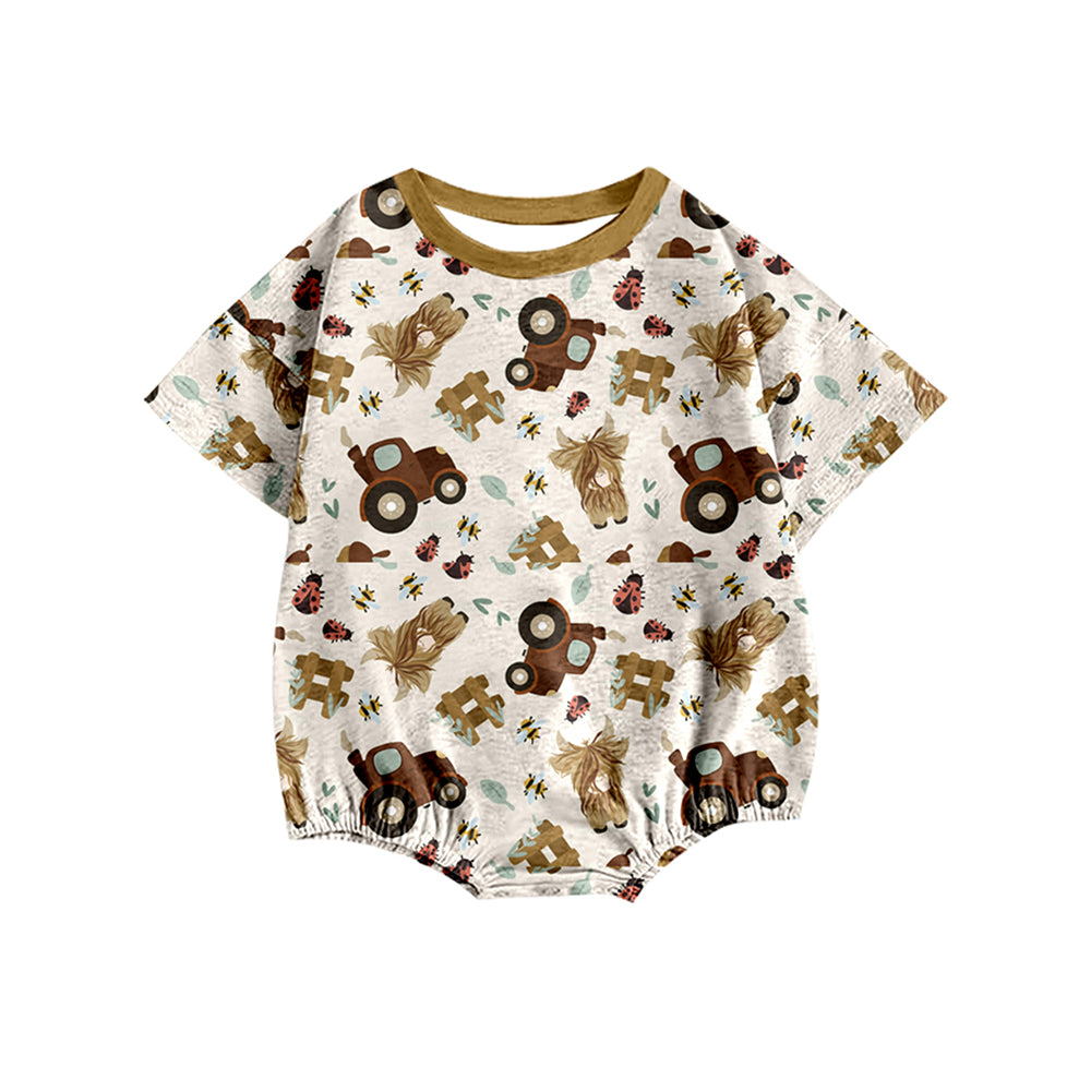 infant baby short sleeve highland cow romper