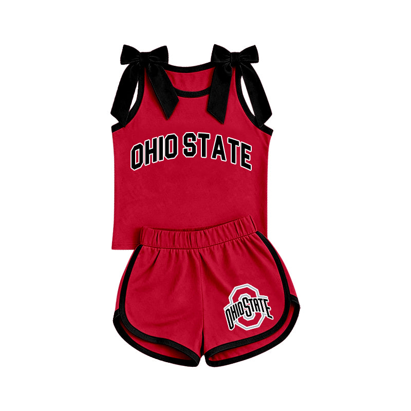 Custom team ohio state top matching shorts girl summer outfit wholesale factory price
