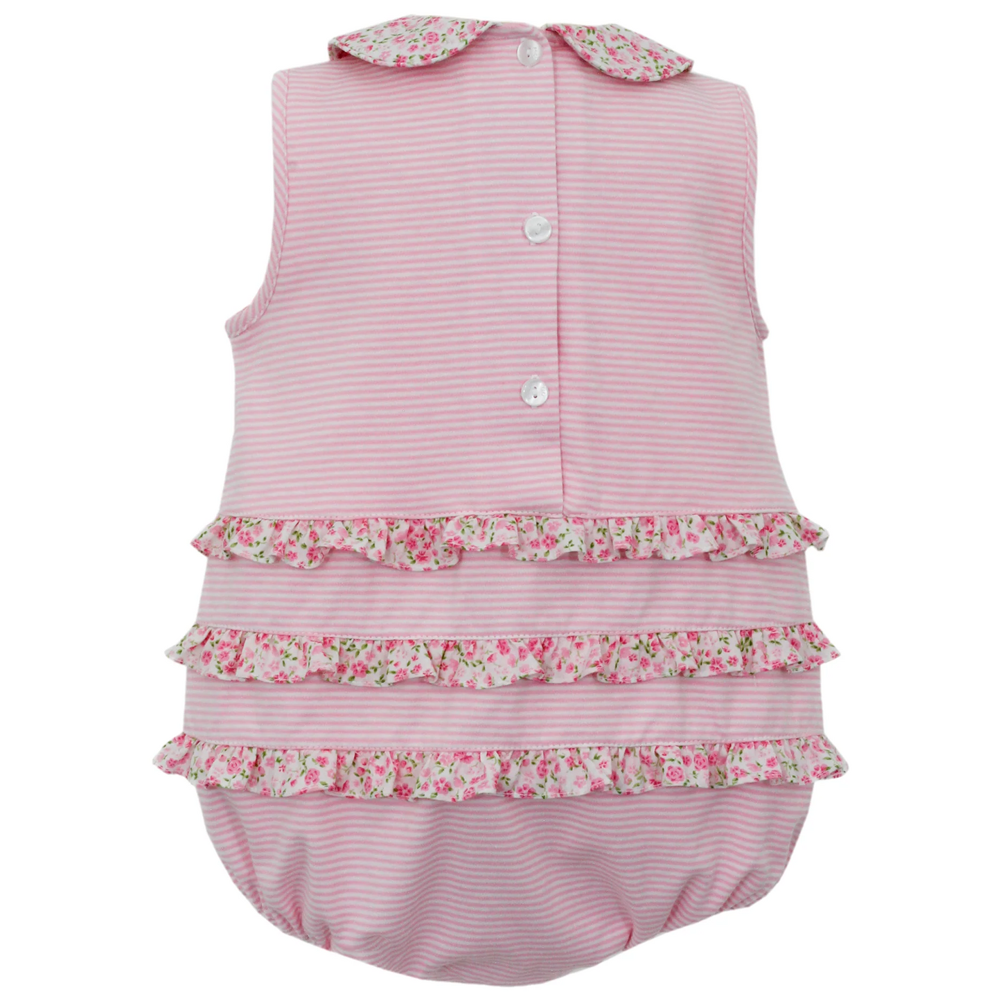 toddle baby girl pink stripes floral ruffle bubble romper