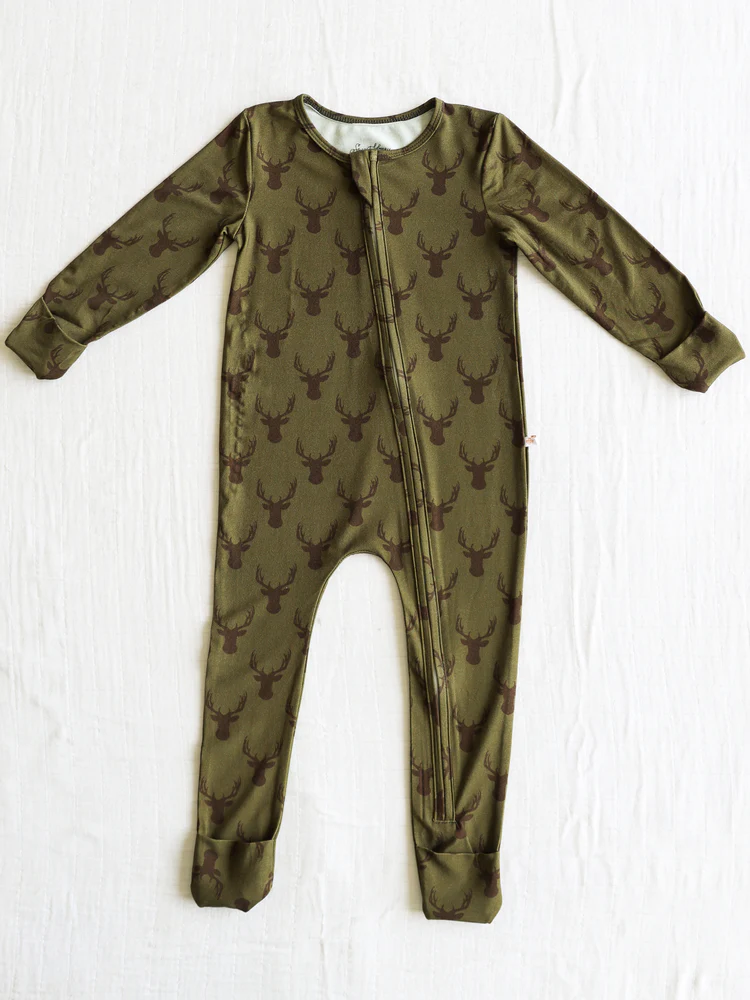 baby long sleeve reindeer zip romper