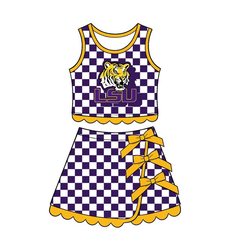 baby girls LSU sleevelesstop matching skorts yoga clothing set
