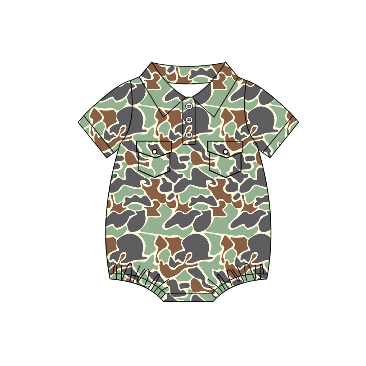 Toddle baby boy camouflage two pockets short sleeve tshirt romper