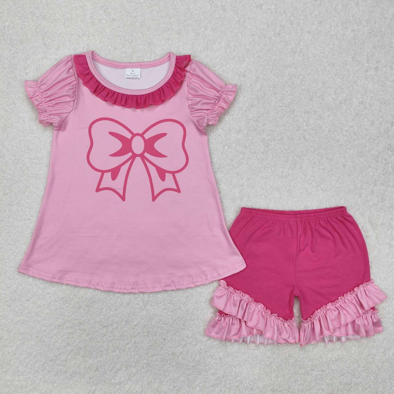 Pink bow baby girl summer outfit