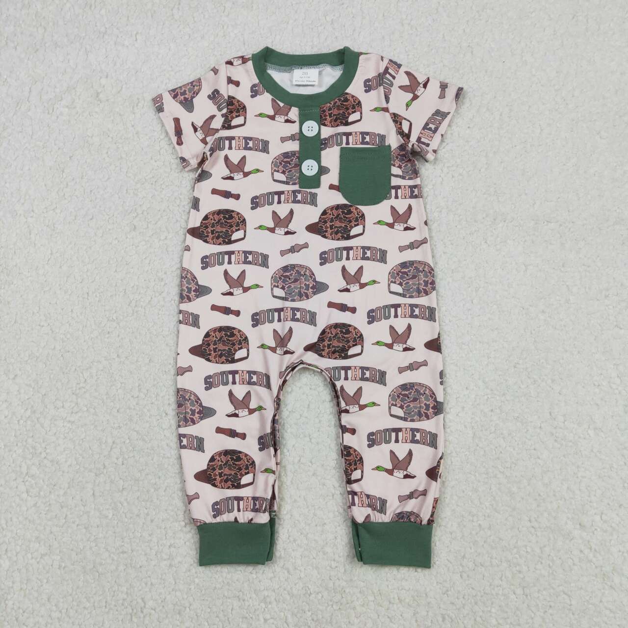 Duck call southern boy short sleeve romper