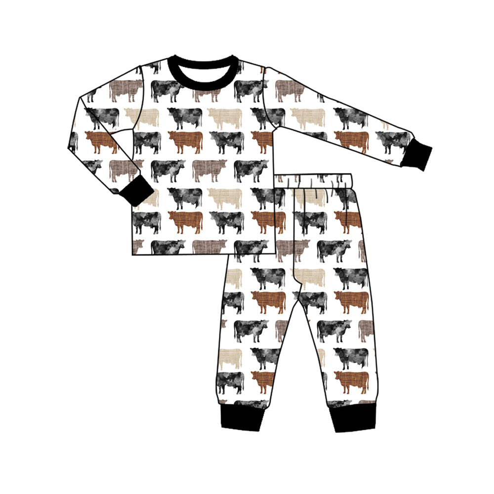infant baby long sleeve farm cow outfit