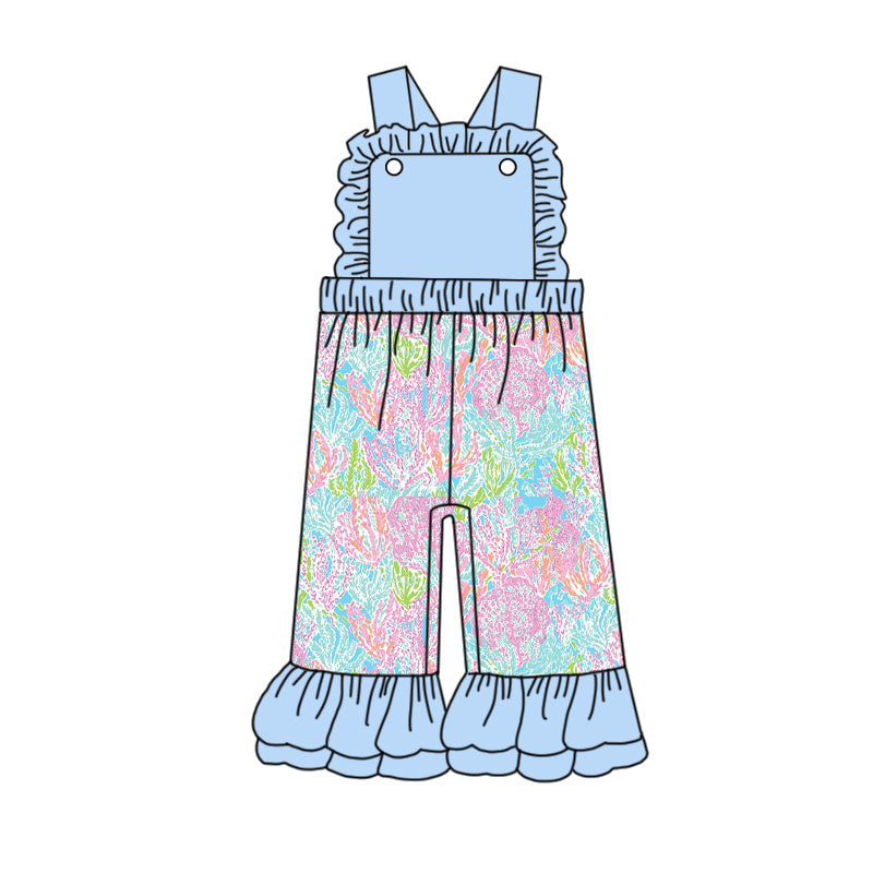 baby girls blue floral summer jumpsuit preorder
