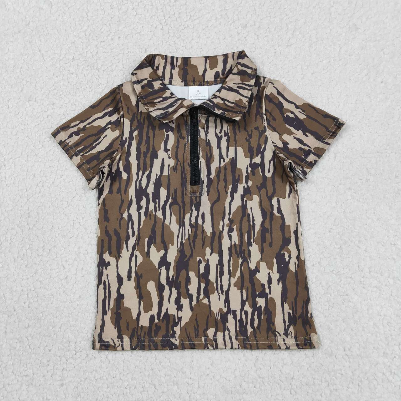 Camo design print boy short sleeve pullover top