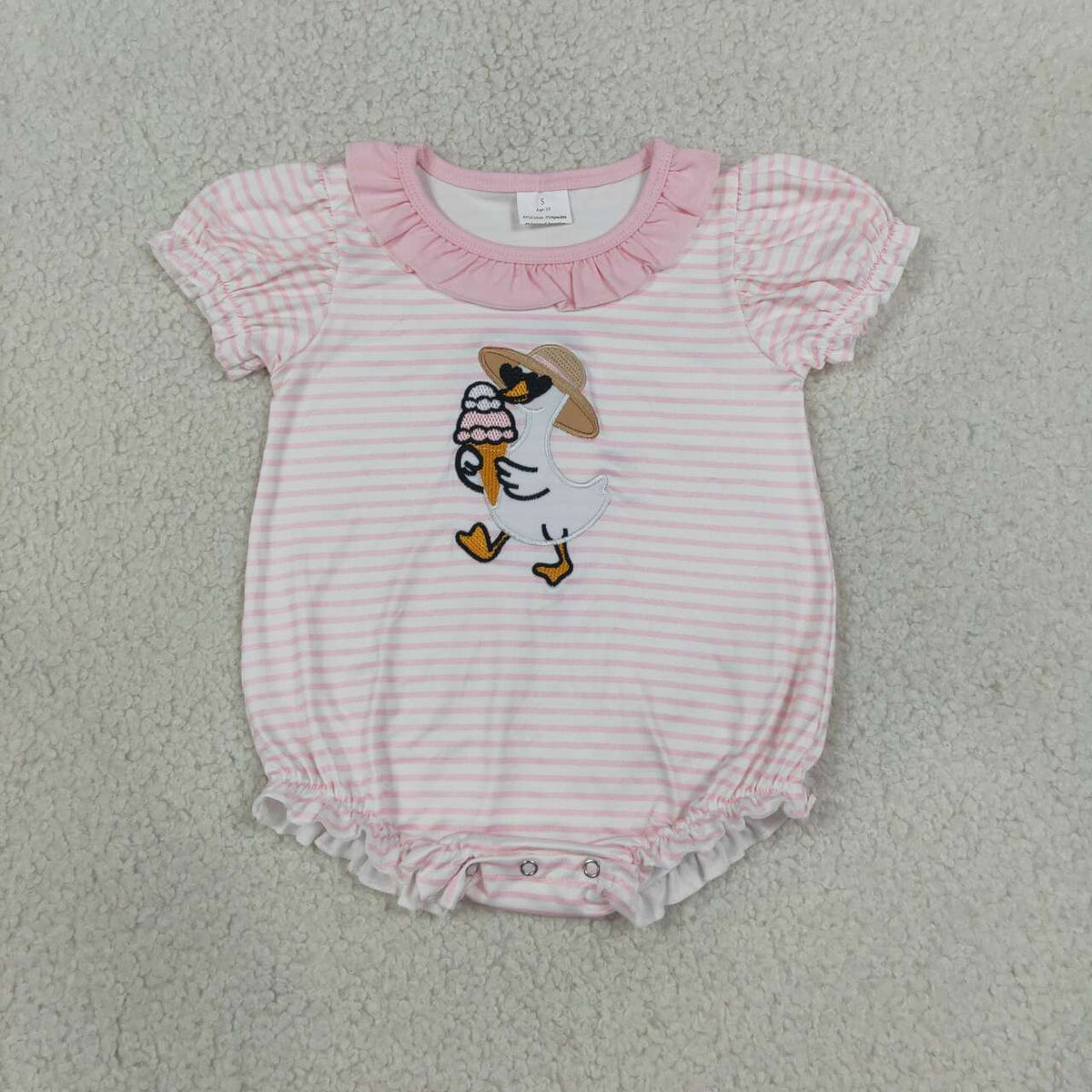 Embroidery Goose print toodle girl summer romper